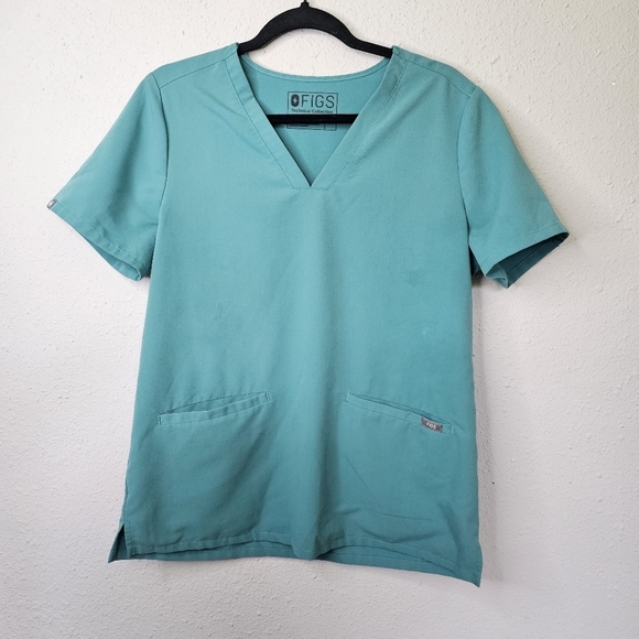 Figs Tops - Figs Scrub Top Womens Medium Technical Collection Casma 3 Pocket Teal Blue Green